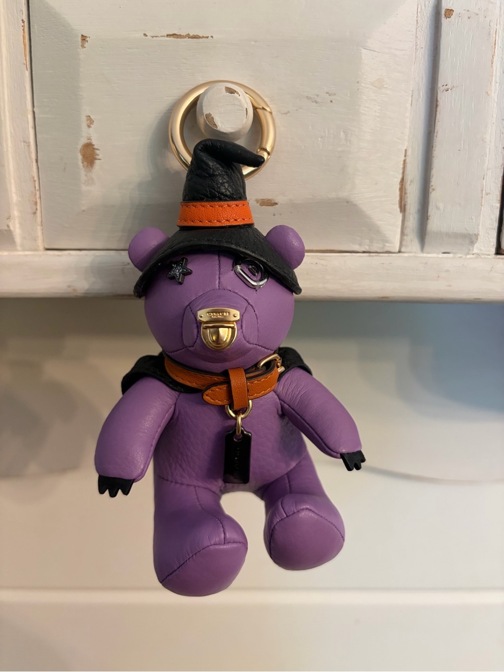 Coach Purple leather Witch Bear Bag Charm Halloween limited edition 2023